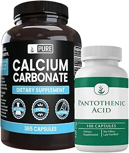 Pure Original Ingredients Calcium Carbonate and Pantothenic Acid Bundle, Various Amounts, Pure, Lab Verified