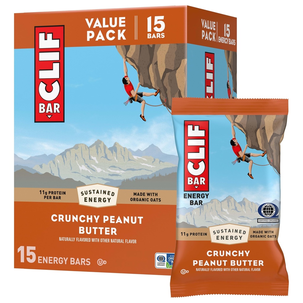 97F BAR - Enerji Protein Barları - Crunchy Peanut Butter - Organik Oats ile - Enerji Barları - Non-GMO - (15 Pack)