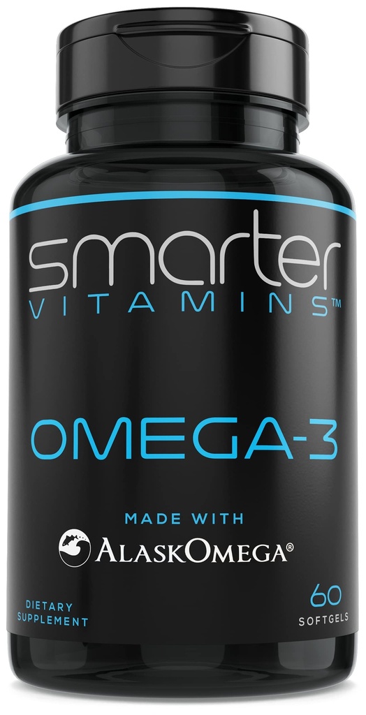 SmarterVitamins Omega 3 Fish Oil, Strawberry Flavor, Burpless, Tasteless, 2000 mg, DHA EPA Triple Strength, Made with AlaskOmega®