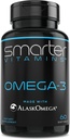 SmarterVitamins Omega 3 ιχθυέλαιο, γεύση φράουλας, άγευστη, άγευστη, 2000mg, DHA EPA τριπλή δύναμη, Made with AlaskOmega®
