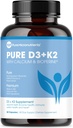 Pure Micronutrients D3 K2 Supplement | MK7 100mcg, D3 5000 iu,dis + BioPerine | Muscle & Bone Health, Heart, Immunity & Energy Support | Vegan 60 Capsules