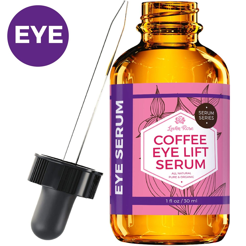 Leven Rose Coffee Oil Caffeine Serum for Eyes 1 oz - Anti-aging Organic Under Eye Serum for Puffy Bag Under Eyes