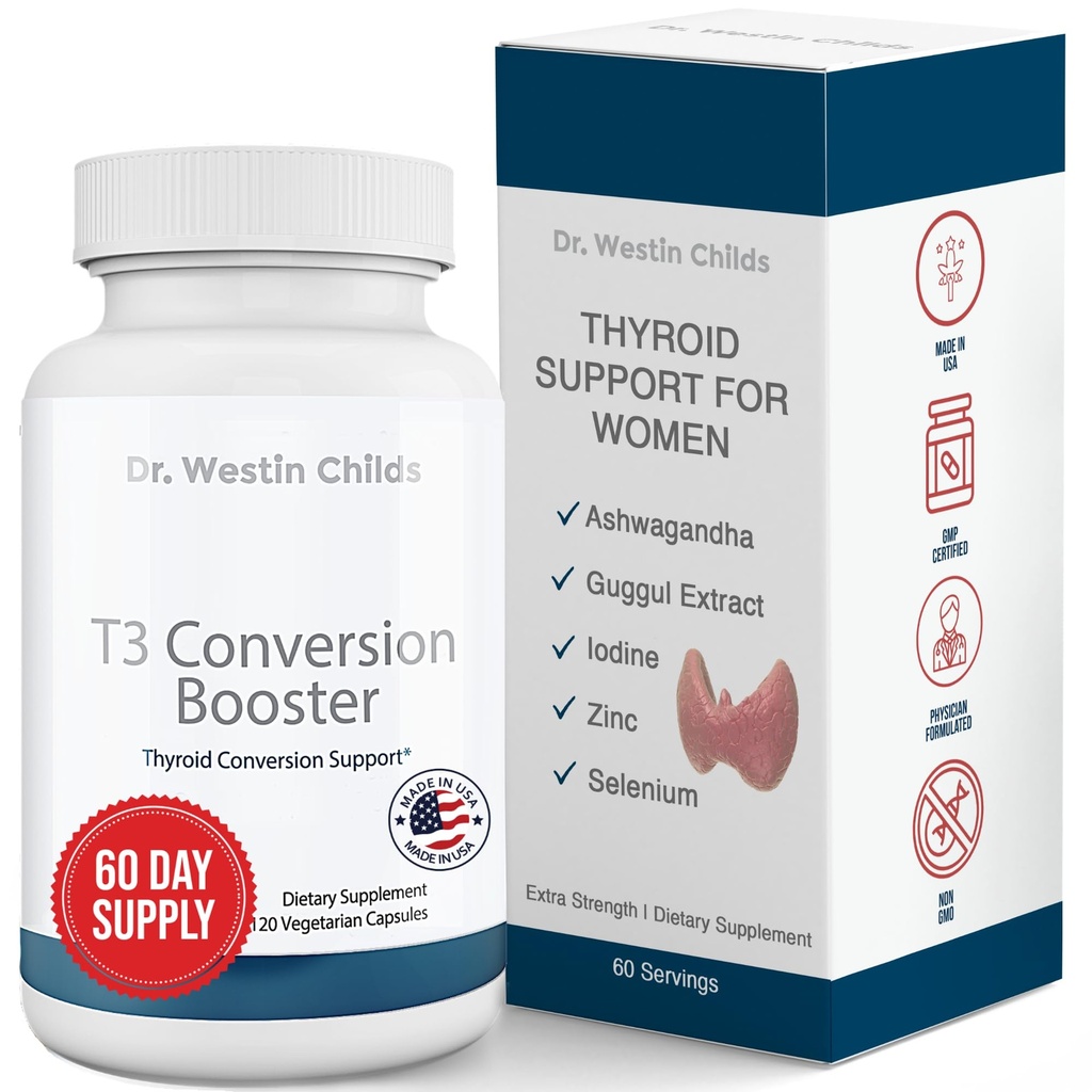Dr. Westin Childs - T3 Dönüşümücü - Hipotiroidizm ve Hashimoto'nun - Iodine, Ashwagandha, Guggul Extract, Selenium & çinko Kompleksi - 60 Hizmetler