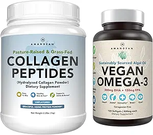 Deniz Algae + Grass-Fed Collagen Peptides Toz (1kg - 100 Hizmet) Non-GMO'dan Sağlıklı Deri ve Ortaklar (120 Capsules) Hipt Skin, Ortaklar, Bones & Graceful Aging