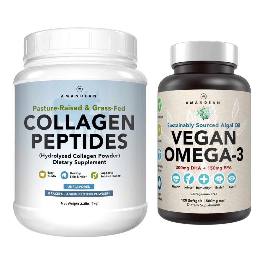 Deniz Algae + Grass-Fed Collagen Peptides Toz (1kg - 100 Hizmet) Non-GMO'dan Sağlıklı Deri ve Ortaklar (120 Capsules) Hipt Skin, Ortaklar, Bones & Graceful Aging