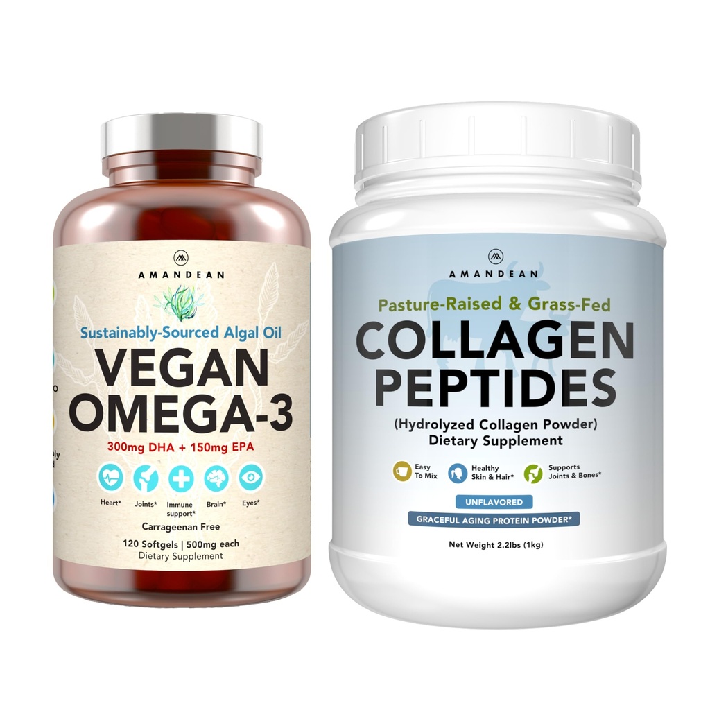 Deniz Algae + Grass-Fed Collagen Peptides Toz (1kg - 100 Hizmet) Non-GMO'dan Sağlıklı Deri ve Ortaklar (120 Capsules) Hipt Skin, Ortaklar, Bones & Graceful Aging
