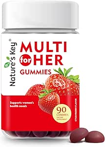 Nature's Key Women's Strawberry Flavored Multivitamin Gummies, 90 Count, Immune Support, 18 Essential Vitamins, Niacin, Pantothenic Acid, Biotin,uba & Folic Acid