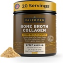 PaleoPro Bone Broth Collagen protein Toz - Turmeric Root Grass-Fed Collagen Toz Skin & Bones - Gluten Free, No Sugar, Soy, Js, Net Carbs - Paleo Blu Friendly 20 Servisler