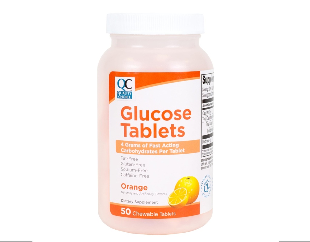 Quality Choice Fast Acting Glucose Tablets Orange Flavor 50 Tablets…