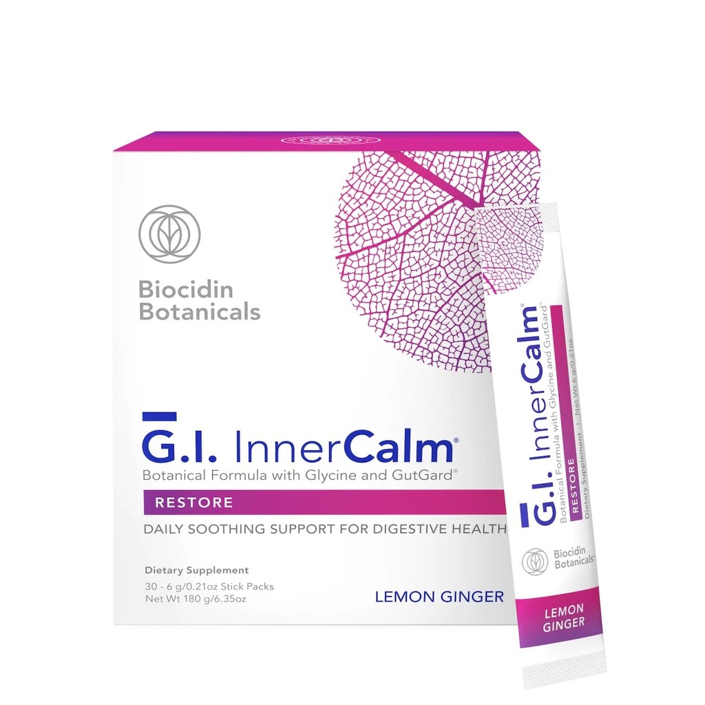 Biyo-Botanical Research Biocidin Drink Mix - GI InsideCalm - Support Digestive Health, GI Detox, Sağlıklı Mood & Sense of Relaxation - Soothing Formula with Glycine & No Glutamine (30 Stick Packs)
