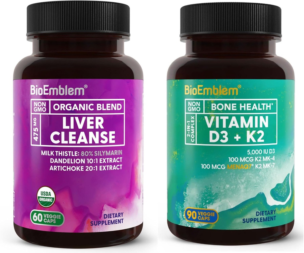 BioEmblem Vitamin D3 K2 USDA Organik Liver Cleanse