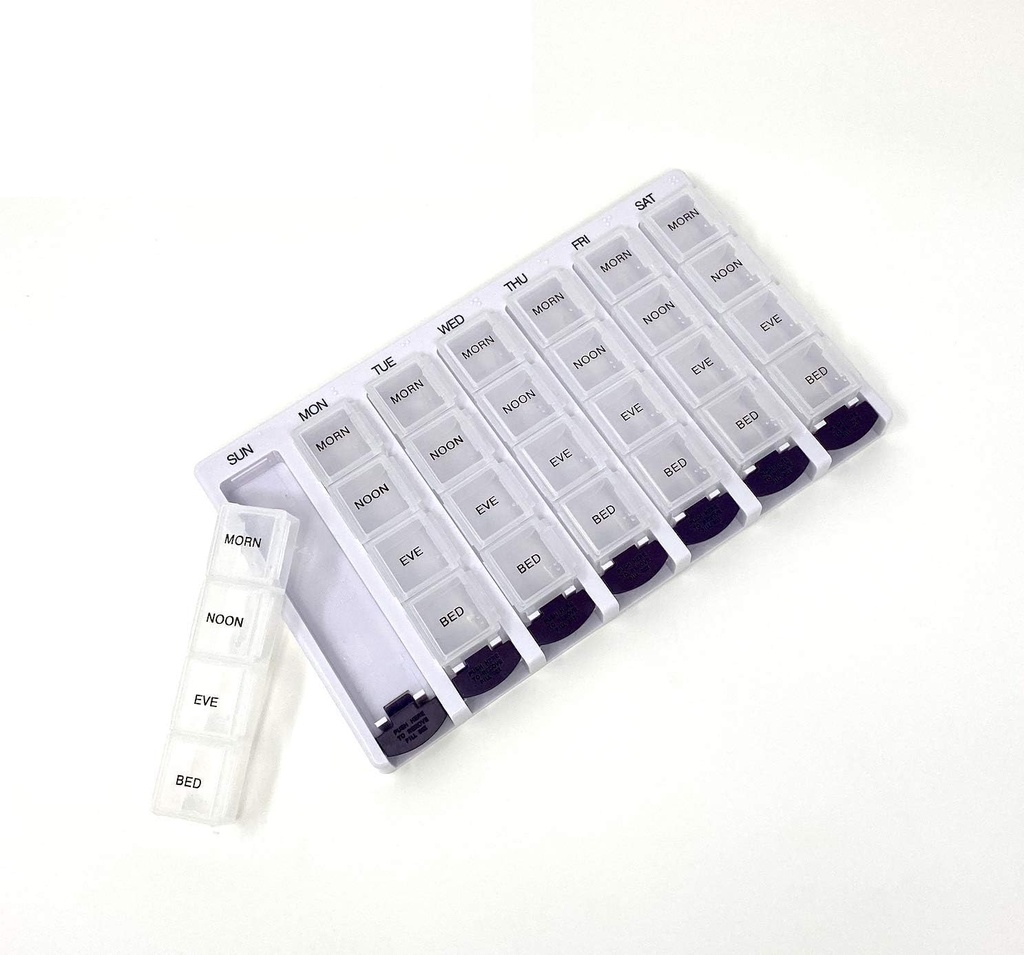 Haftalık AM/PM Pill Box Portable Travel Prescription & Drug Pill Case Organizer by P&P MEDICAL SURGICAL (7-Day / 4-Times-A-Day) with Re estate Karşılaştırma ve Moisture-Proof Design