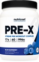 Nutricost Pre-X Xtreme Pre-Workout Kompleksi Toz, Blue Raspberry, 60 Hizmet, Vejetaryen, Non-GMO ve Gluten Free