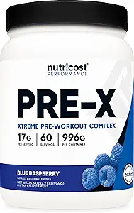 Nutricost Pre-X Xtreme Pre-Workout Kompleksi Toz, Blue Raspberry, 60 Hizmet, Vejetaryen, Non-GMO ve Gluten Free