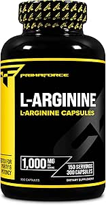 Primaforce L-Arginine (300 Capsules, 150 Hizmet / 1000 mg L-Arginine Per Servis) | Ekstra Kuvvetli Amino Asit Supplement for Men and Women - Gluten Free, Non-GMOMO