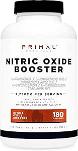 Primal Nitric Oxide Booster (2,250mg Per Serving) (180 Capsules) - 60 Servings