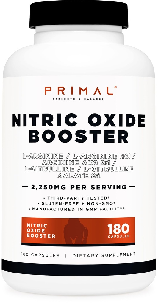 Primal Nitrik Oksit ATM (2,250 mg Per Servisi) (180 Capsules) - 60 Hizmet