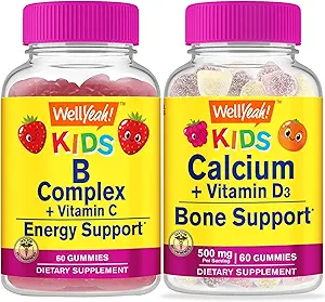 Λοιπόν... Yeah B Complex Kids + Ασβέστιο + βιταμίνη D3 Kids, Gummies Bundle - Μεγάλη γεύση, συμπλήρωμα βιταμίνης, χωρίς γλουτένη, GMO δωρεάν, Μασώμενα Gummy