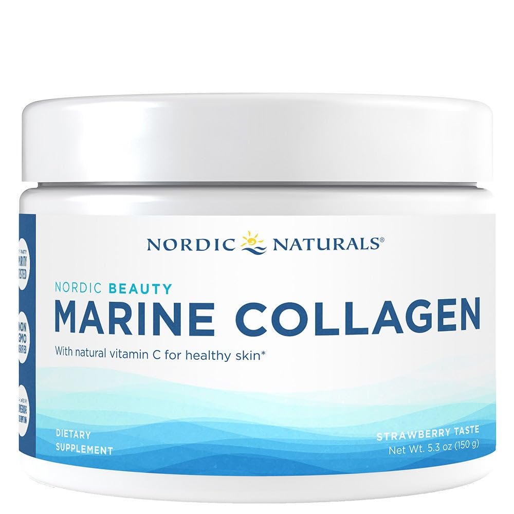 Nordic Naturals Nordic Beauty Marine Collagen Toz, Strawberry - 5.29 Ounces - Sağlıklı Cilt, Ortaklar ve Bones için Collagen Toz Supplement, Antioksit Desteği için Vitamin C - 30 Hizmet
