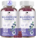 2 Pack Magnesium Supplement - Magnesium Taurate Magnesium Glycinate Gummies with Magnesium Aspartate, Malate, Chewable Magnesium Complex for Sleep, Muscle, and Heart Health Support