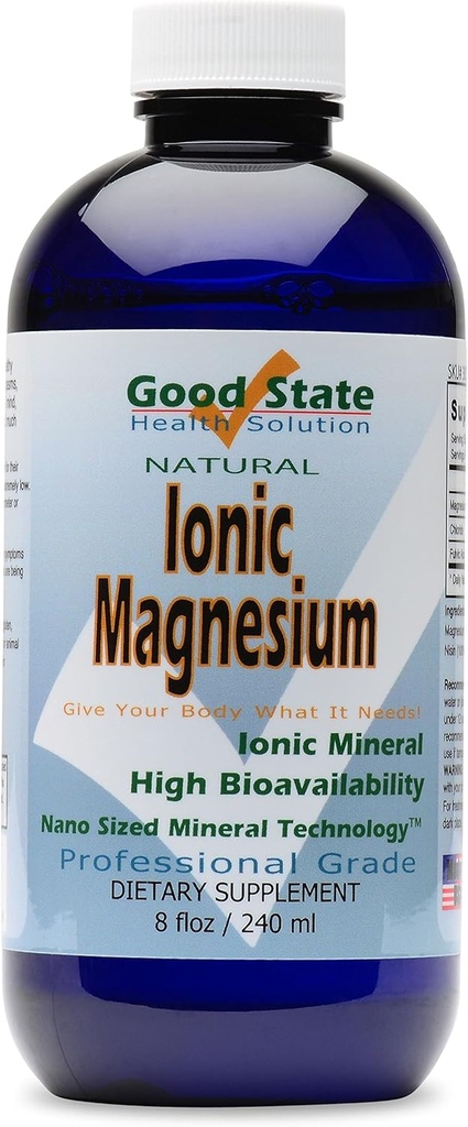 Good State Ionic Magnesium 8 oz - Natural - Nano Sized Mineral Technology - Professional Grade - Υποστηρίζει Υγιείς Χημικές & Ένζυμα Αντιδράσεις - 96 Υπηρεσίες (8.1 fl oz)