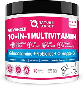 NAT TARGET Köpekleri Toz, Probiyotikler & Digestive Enzymes for Gut Health, Glucosamine & Chondroitin & Omega 3, Evsel Köpek Gıda, Ortak & Skin & Immune Support
