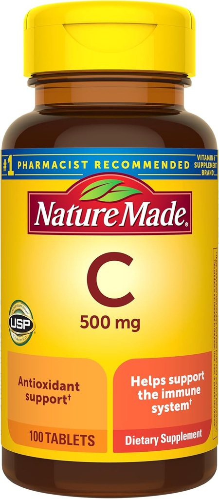 Nature Made C 500 mg Caplets, 100 Count, çünkü Immune Support, Gluten Free