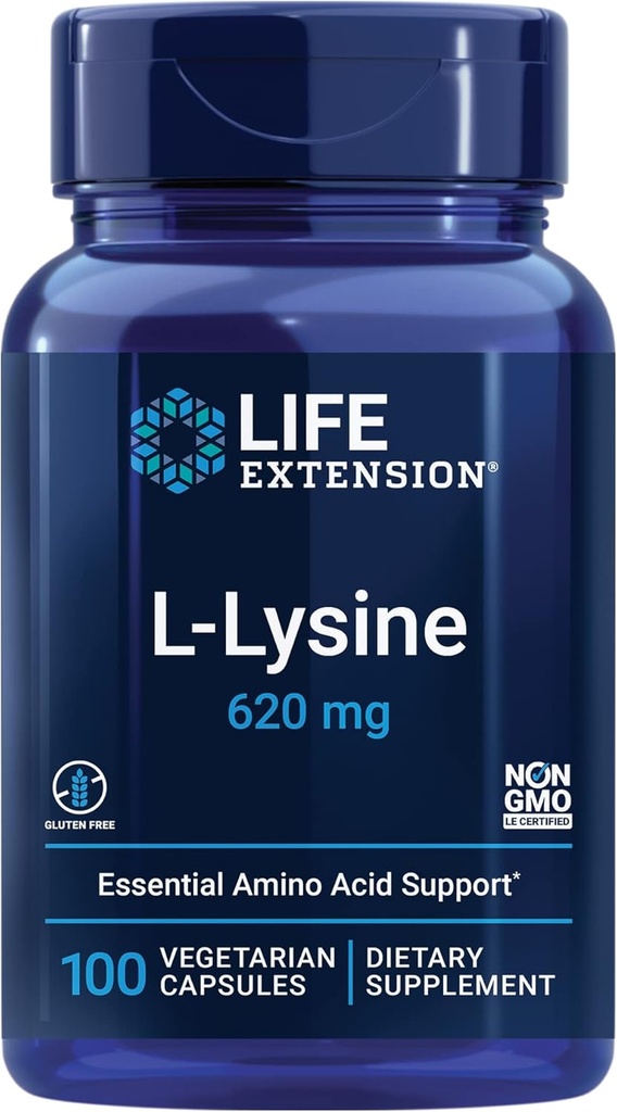 Life Extension NAC 600 mg Antioksi Immune Support & L-Lysine 620 mg for Health Stress Response 100 Capsules