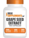 BulkSupplements.com Κάψουλες εκχύλισμα σπόρων σταφυλιών - Συμπλήρωμα αντιοξειδωτικών, εκχύλισμα σπόρων σταφυλιών 200mg - Χωρίς vegan & γλουτένη, 1 καψάκιο ανά σερβίρισμα, 365 κάψουλες λαχανικών (πακέτο του 1)