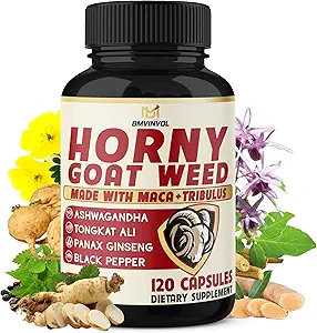 BMVINVOL Horny Goat Maca, Tribulus, BTC, Ashwagandha, Tongkat Ali - 4 Ay Supply için 120 Capsules