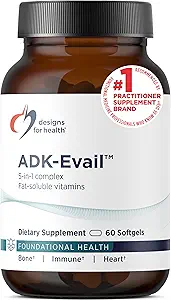 Sağlık ADK Evail için tasarımlar - 5000 IU VIT D3 Vitaminleri A, E (Annatto Gamma Delta Tocotrienols), K (K1 + K2) - Fat ► D Kompleks - Bone + Immune Support - Non-GMO (60 Softgels)