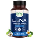 Nested Naturals Luna Sleep Supplement, Melatonin Free, Non-Habit Form Herbal Sleep Supplement, Yetişkin Bedtime Support, Uyku w /Chamo mil, Valerian, L-Theanine, 60 Vegan Capsules