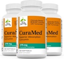 Terry Doğal CuraMed 375 mg - Beyin ve Immune Sağlık Desteği için Antioksi Supplement - Curcumin & Turmeric Essential Oil - Herbal Liver Desteği - 120 Softgels (Pack of 3)