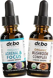 Adrenal Support & Mushroom Liquid Drops - Organik Adrenal ve Focus Supplement, Cortisol Support - Mushroom Kompleksi Lion's Mane Mushrooms, Reishi Turkey Tail Extract Shiitake Agaricus Maitake