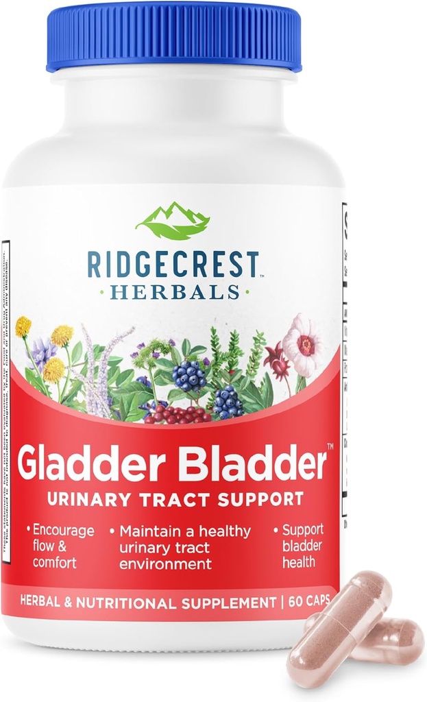 RidgeCrest Herbals Gladder Bladder, Urinary Tract Health Supplement. Contains Vitamin B6 Magnezyum, Cranberry ve Hibiscus Extract ile Potasyum. Sağlıklı Kidneys (60 Veg Caps, 30 Serv) Destekleyin