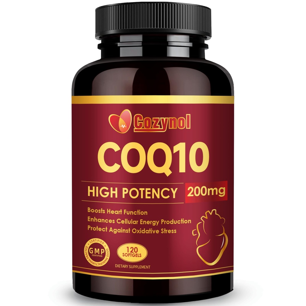 PQQ & Omega 3 ile CoQ10 200 mg Softgels, maksimum Abhidrasyon Coenzyme Q10, Kalp ve Enerji Sağlığı için Güçlü Antioksi, 120, 4 Ay Supply, Non-GMO