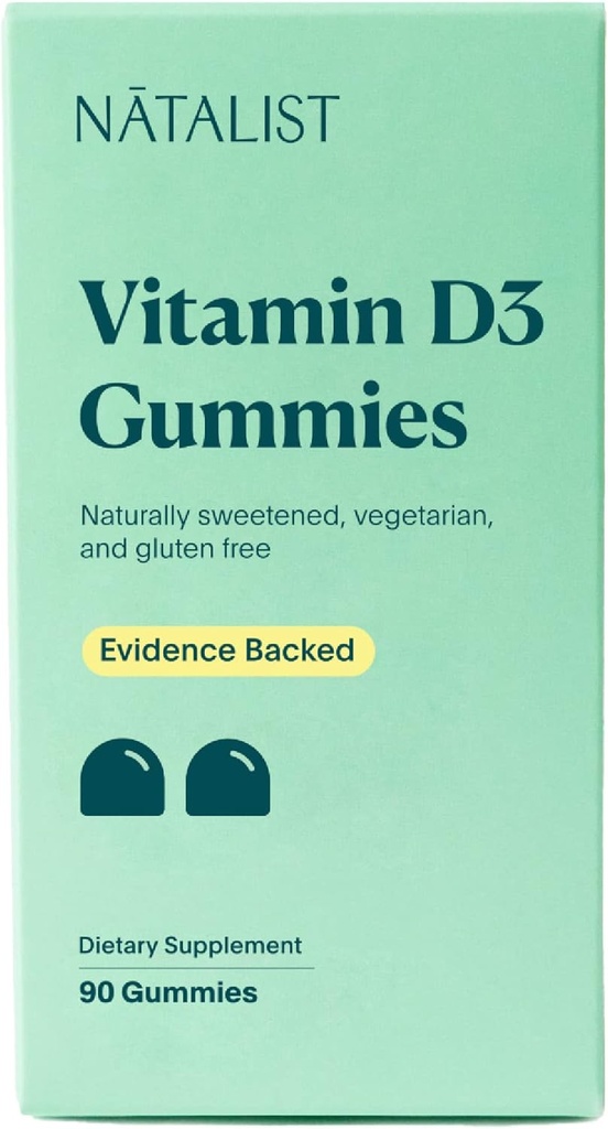 NATALIST Vitamin D3 1000 IU (2506) Gummies High Potency Immune Health Support Supplement Günlük Sağlıklı Kemik, Diş ve Kas Formula for Women & Men - Vegetarian, Gluten-Free - 90 Gummies High Potency Immune Health Support Supplement Daily Health Bone, Teeth & Muscle Formula for Women & Men - Vegetarian, Gluten-Free - 90 Gummies