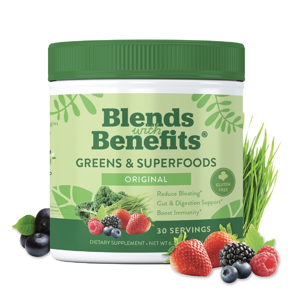 360 Nutrition Super Greens Powder with Probiotics & Digestive Enzymes, Sugar & Gluten Free, Plant-Based Superfood for Gut Health, Immunity - 6.35 oz