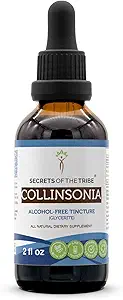 Secrets of the Tribe Collinsonia Tincture Alcohol-Free Extract, Wildcrafted Stoneroot (Collinsonia Canadensis) Dried Root Tincture Supplement (2 FL OZ)