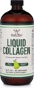 Çift Wood Supplements Liquid Collagen - Hydrolyzed Bovine Collagen (Type 1, 3 ve Grassfed) - 32 Hizmet - Kadınlar ve Erkekler için - 30 mcg of Biotin - Sugar Free Pear Flavor