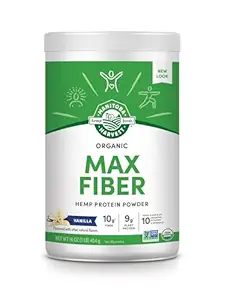 Manitoba Harvest Hemp Evet Organik Max Fiber Protein Toz, Vanilla, 16oz, 10g of Fiber, 9g protein ve 1.9g Omegas 3 &6 hizmet başına, Preservative Free, Non-GMO, Ambalaj Vary