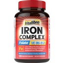Kadın ve Erkekler için Demir Supplement, C, B6, B12 & Foate for Iron Deficiency, Blood Building & Energy Support, Stomach Friendly, Better Abxia, Non-GMO,No Gluten,120 Vegan Caps