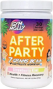 Gym Molly After Party Vegan BCAA Toz, Elektrolyte Toz, BCAA Amino Asits After Post Workout Recovery Drink, Zero Carbs, Zero Sugar, 35 Calories Caffeine-Free (Strawberry Kiwi)