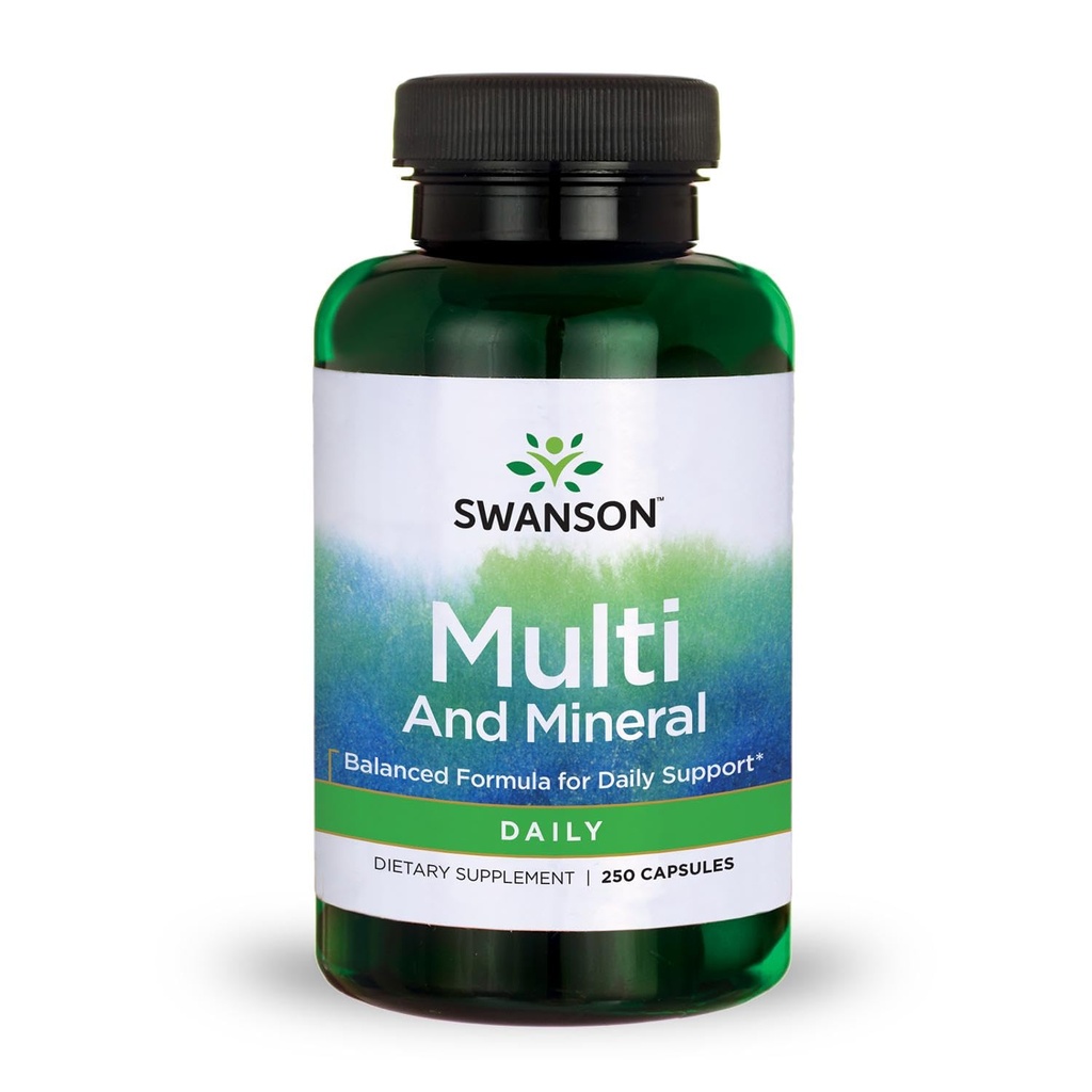 Swanson Multi ve Mineral Daily Men's Women's Multivitamin Multimineral Health Supplement 250 Capsules (Caps)