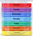 Haftalık Pill Organizer 1 Day 4 Times Supply,KIGI 7 Days Stackable Pill Mineral Vitaminleri Konteynerleri (Rainbow)