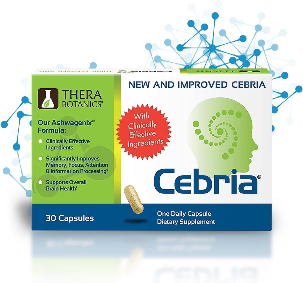 Cebria Brain Supplement for Men, Women & Seniors – Nootropic Safe and Refficient Memory Supplement for Reservation, Rechall & Age-Related Memory Loss (30 Count)
