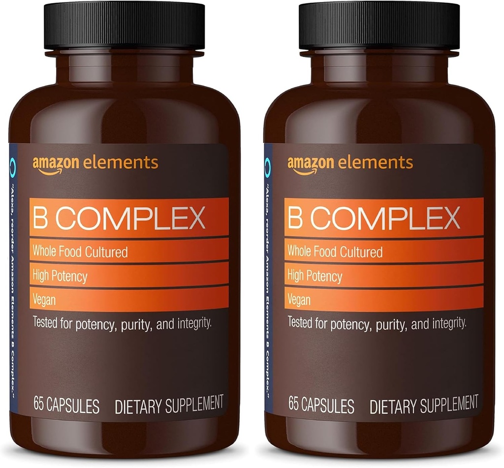 Στοιχεία B Complex, High Potency, 83% πλήρης καλλιέργεια τροφίμων, υποστηρίζει ανοσοποιητικό και φυσιολογικό μεταβολισμό ενέργειας, Vegan, 65 κάψουλες, 2 μήνες προμήθεια (συσκευασία Μαΐου Vary) (πακέτο του 2)