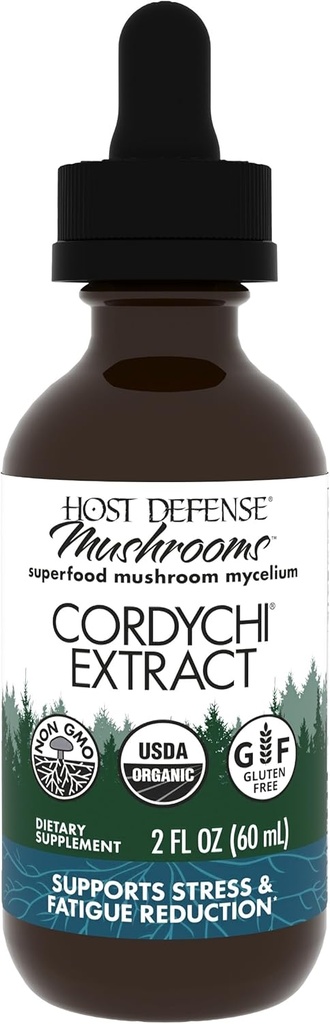 Host Defense CordyChi Extract - Energy & Immune Support Supplement - Cordyceps & Reishi Mushroom Supplement for Relaxation & Respiratory Support - Aids Against Tiredness - 2 fl oz (60 Hizmetler)*