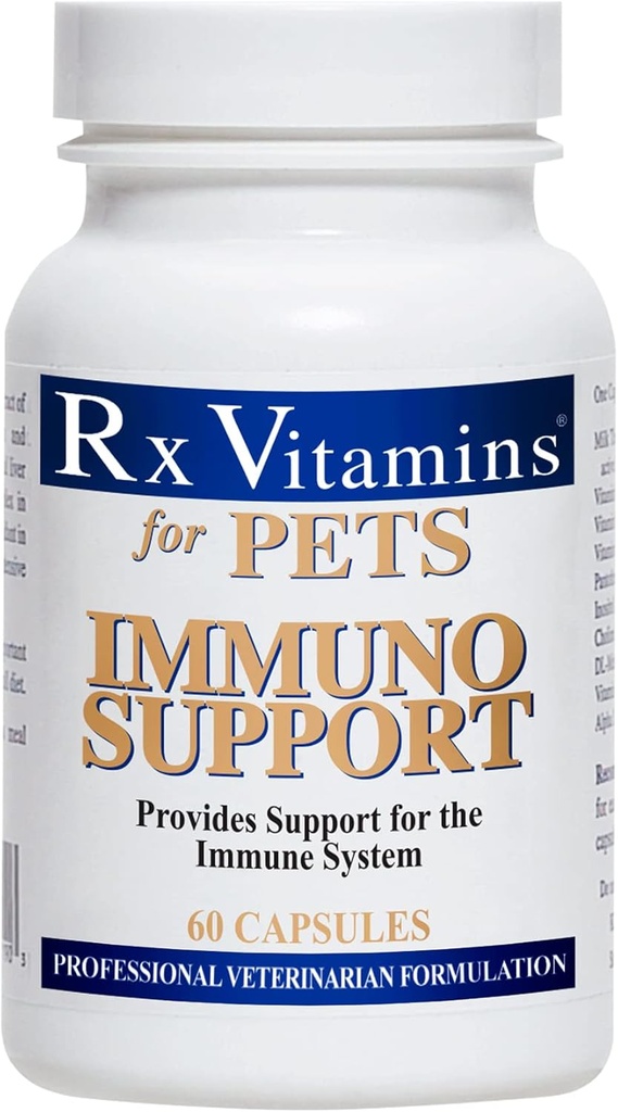 Hayvanlar için Rx Vitaminleri Köpekler ve Kediler için Destek - Immune Sistem Desteği - Beyin Fonksiyonlar Kass Stres & Ağlama - 60 Capsules