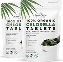 Organic Chlorella Tablets 400 Count | High Potency Superfood | Chlorophyll Pills from 100% Pure Green Algae | Broken Cell Wall for Maximum Absorption | Vegan, Kosher, Non-GMO | 4 Tabs per Day (2-Pack)